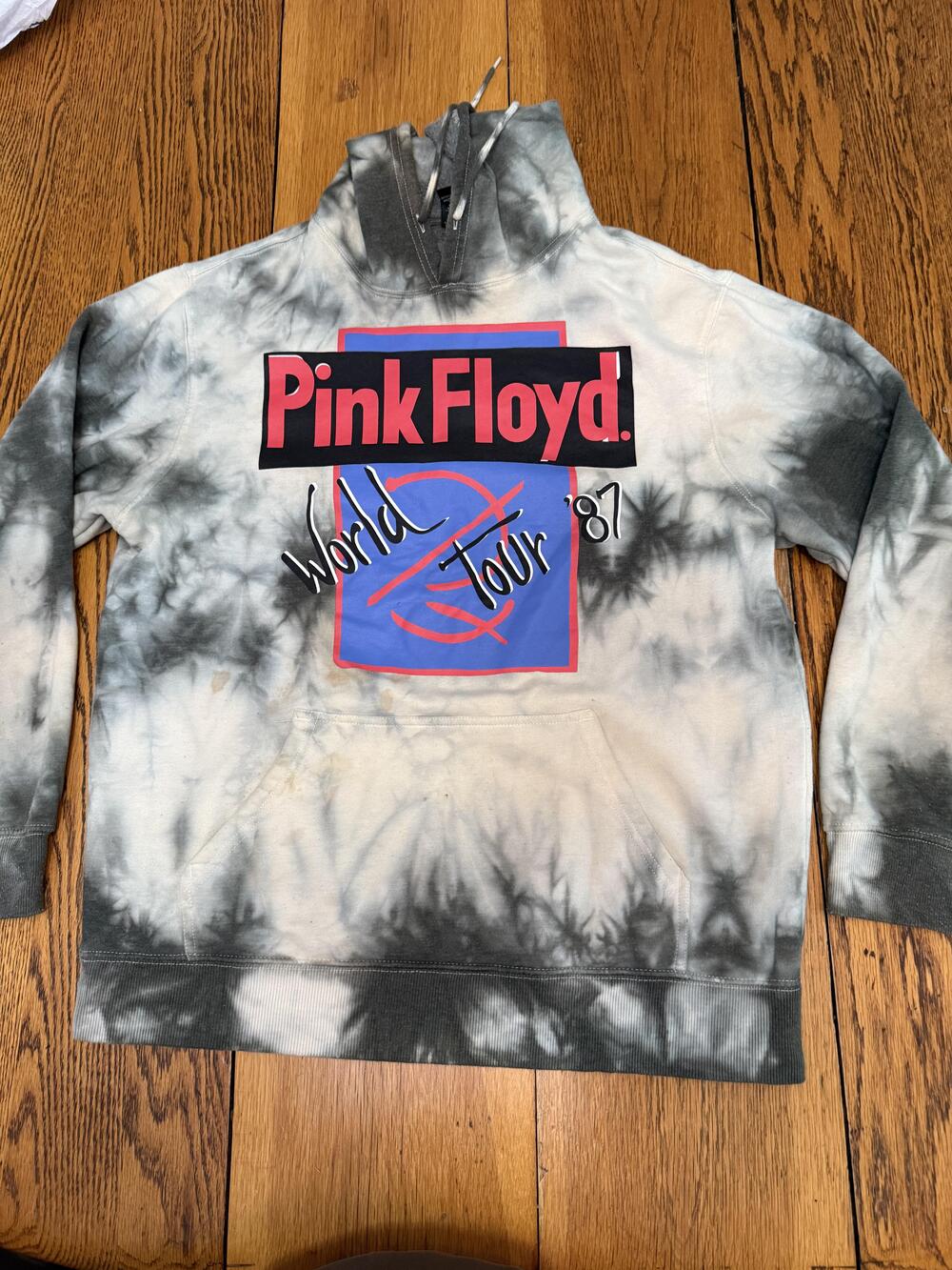 Pink Floyd Hoodie Mens Large Tie Dye 1987 World Tour A Momentary Lapse Band